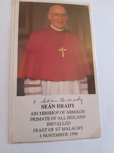 Autografi Cardinali e Arcivescovi SEAN BRADY Primate Irlanda Firma su fotografia - Picture 1 of 2