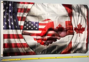 Insegna Poster Canada FLAG FREE USA SHIP America Canada Freedom Trudeau Trump 3x5' - Foto 1 di 1