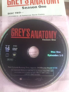 Grey's Anatomy Season 1 Disc Only Loose DVD TV Series Buena Vista - Picture 1 of 4
