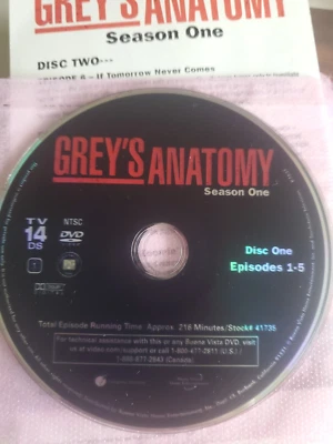 Grey's Anatomy Season 1 Disc Only Loose DVD TV Series Buena Vista - Image 1 of 4