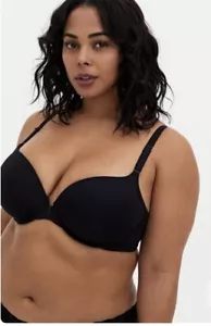 Torrid Curve Perfect T-Shirt Front-Close Lightly Lined Bra Size 46DD 46E Black - Picture 1 of 7