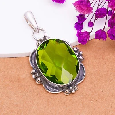 Peridot Gemstone 925 Sterling Silver Jewelry Pendant, Birthday & Mother Day Gift - Image 1 of 4