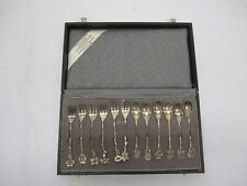 12 Antique Baksteen Dutch Silver Silverware Tea Spoons Forks Flatware Flower