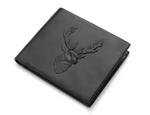 New Men Short Embossed Deer Head Pattern Personalised Multi Card Wallet - Foto 1 di 4