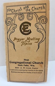1904 Prayer Meeting Topics Program - First Congregational Church, Park Falls, WI - Picture 1 of 3