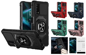 FOR TCL Stylus 5G T779W Robotic Ring Hybrid Case Phone Cover + Tempered Glass - Picture 1 of 30
