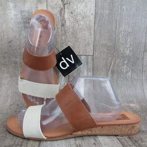 DV BY DOLCE VITA BAILEY GRÖSSE 11 DOPPELRIEMEN KORK-SCHIEBESANDALEN BRAUN WEISS DAMEN - Bild 1 von 11