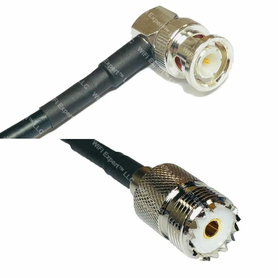 RG58 BNC MALE ANGLE to SO239 UHF FEMALE Coaxial RF Pigtail Cable ships from USA - Image 1 of 1