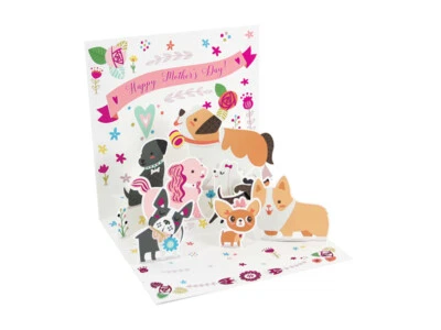 Up with Paper Pop Up Greeting Card - Mother's Day Puppies - Image 1 of 2