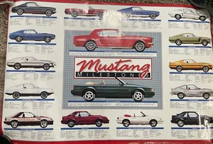 Ford MUSTANG MILESTONES Technical Specs 1965-1991 Vintage Original 23x35 POSTER - Picture 1 of 11