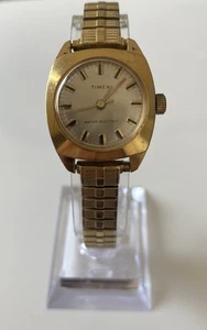 Vintage Timex Uhr Damen goldfarben Analog 25mm Manuel Aufzieh Stretch - Bild 1 von 5