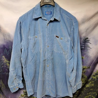 Pendleton Mens Size Large Blue Long Sleeve Button Up Corduroy Shirt - Image 1 of 4