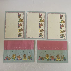 Vintage Sanrio Tweedle Dee Dee Bear fisso 3 carte lettere e 2 buste - Foto 1 di 2