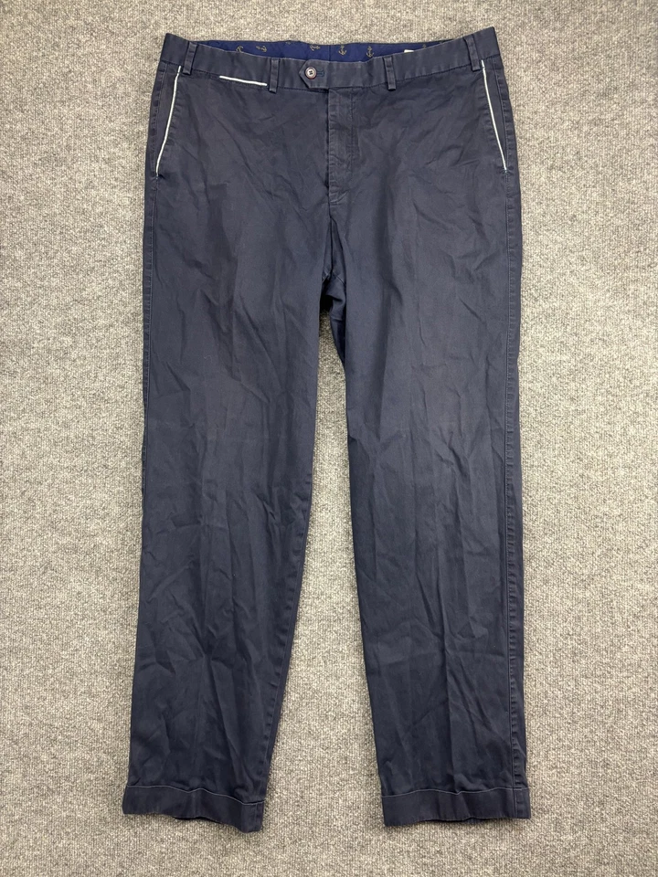 Hiltl Pants Mens 39x35 Navy Blue Contemporary Flat Front Dress Slacks Romania - Image 1 of 4
