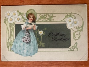 Geburtstagsgrüße 1909 antike Postkarte RA - Bild 1 von 3