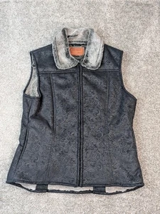 Chaleco Outback Trading Mujer XL Negro Tooled Microgamuza Piel Sintética Forrado Cremallera 2381 - Imagen 1 de 15
