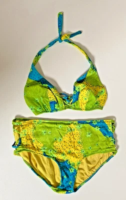 Vintage Sears JR Bazaar Bikini Retro Floral Patchwork Print Triangle Hipster - Image 1 of 4