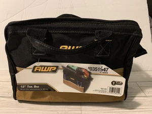 AWP 12 Inch Tool Bag 600D Black Tan Webbed Handles Outer Pockets Model 1L-22312 - Picture 1 of 15
