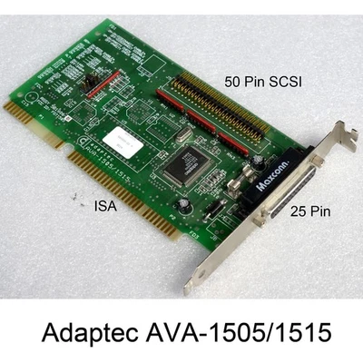 Adaptec AVA-1505/1515 Isa Slot SCSI Controller 25 Pin 50 Pin Internal Card M1050 - Image 1 of 3