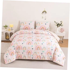 Full Size Bed Set for Kids 3 Pieces Rainbow Bedding Set for Full(3 Piece) Pink - Picture 1 of 7