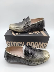 Stacy Adams Schuhe Herren Größe 8,5 Gold Schwarz Schlangenleder Lazar Halbschuh Slipper 25081 - Bild 1 von 9