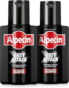 Alpecin Grey Attack Shampoo Colorante Uomo 2x200ml | Colore Capelli Grigi Natura - Foto 1 di 5