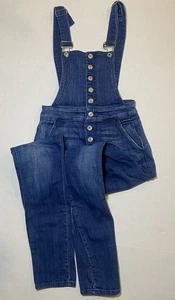 7 For All Mankind Denim Overall Jumpsuit Skinny Jeans Women's Size 24 Buttons - Picture 1 of 12