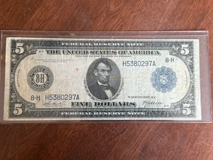 $5  1914 8- H Blue Seal -St. Louis, Scarce. - No Reserve - Large Note - Picture 1 of 2