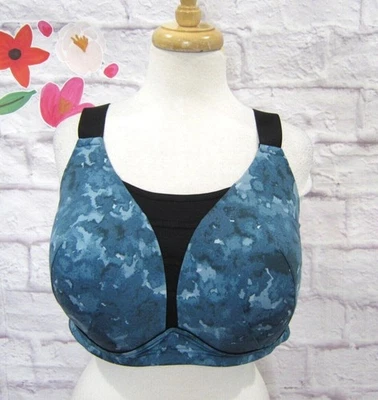 Sutiã esportivo Lane Bryant LIVI 40DDD ativo absorção de impacto médio sem fio azul - Imagem 1 de 4