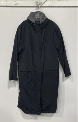 Lands' End Womens Black Long Sleeve Hooded Pockets Overcoat Size L(14-16) - Image 1 of 4
