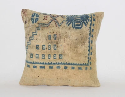 Funda de Almohada Kilim Turca, Funda de Almohada Kilim Vintage 16x16, Cojín de Tela Étnica Foto 1 de 4