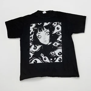 Vintage Anime Horror Graphic T-Shirt Black Large 21x25 Junji Ito Style - Picture 1 of 3