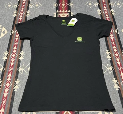 Camisa John Deere Negra Granja Cuello en V XL Mujer Nueva con Etiquetas T36 Foto 1 de 4
