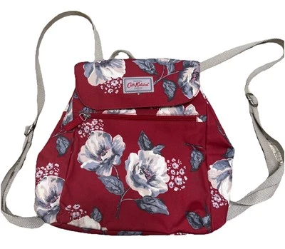**Rara mochila impermeable floral Cath Kidson flor roja gris Foto 1 de 4