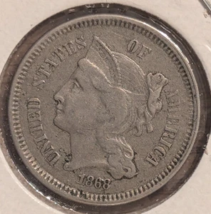 1868 3 cent nickel - Picture 1 of 2