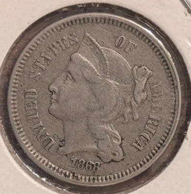 1868 3 cent nickel - Image 1 of 2