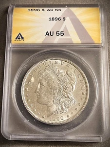 1896 MORGAN SILVER DOLLAR ** ANACS AU-55 ** PROBLEM FREE COIN (7082) - Picture 1 of 2