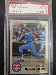 1983 Fleer #507 Ryne Sandberg Chicago Cubs RC Rookie HOF PSA 10 GEM MINT - Picture 1 of 2
