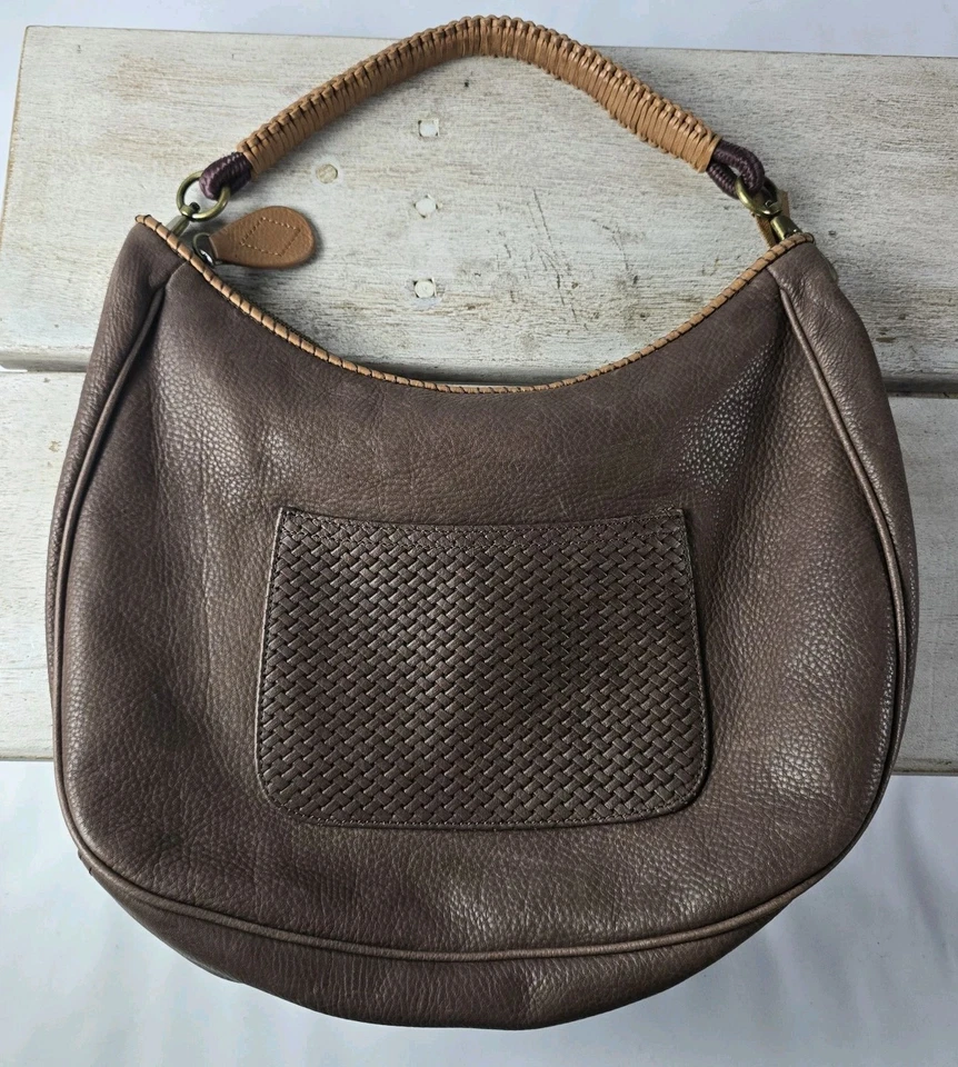 Eddie Bauer Leather Shoulder Purse Brown Hobo Bucket EUC Softshell - Image 1 of 4