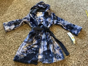 Cat & Jack Batik Plüsch Bademantel mit Kapuze weich blau Jungen Größe M (8-10) Neu mit Etikett - Bild 1 von 11