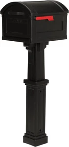 ARCHITECTURAL MAILBOXES Grand Haven Plastic, Mailbox and Post Kit, Black Extra L - Picture 1 of 12