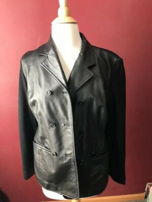 Blazer Piazza Sempione de cuero negro y tejido excelente Foto 1 de 3