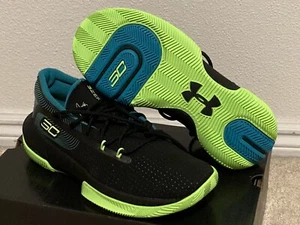 Under Armour UA SC 3ZERO III Curry Black/Blue/Green Basketball Shoes - Picture 1 of 2