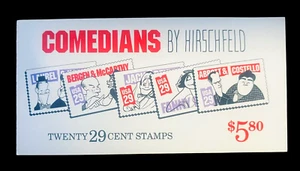 US Scott #2562-2566 1991 29c COMEDIANS BY HIRSCHFELD Sealed Booklet of 20 Stamps - Picture 1 of 2