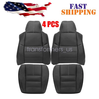 4PCS For 2008-2010 Ford F250 Lariat XLT Front Both Side Leather Seat Cover Black — 第 1/4 张图片
