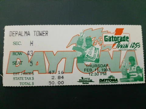 1993 Nascar Daytona Inter. Speedway Twin 125's Ticket Stub Earnhardt/Gordon Win Cover