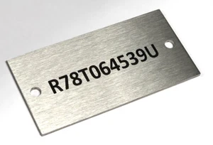 SERIAL NUMBER PLAQUE TAG INDUSTRIAL SIGN MARKER LASER ENGRAVED - Bild 1 von 6