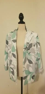 Chaqueta Blazer Mujer Alfred Dunner Flor Gris Como Nueva Talla 12 Manga 3/4 Foto 1 de 4