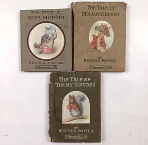 3 RARE 1920s BEATRIX POTTER F. WARNE & CO BUNDLE. TIMMY BENJAMIN MOPPET. ACCPT - Picture 1 of 24