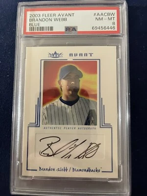Brandon Webb autograph 2003 Fleer Avant Blue PSA 8 - Image 1 of 4